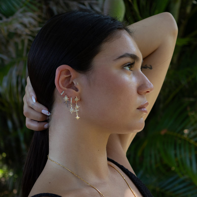 Thumbnail of Celestial Trinity Gold & Diamond Earring Set - Gold image