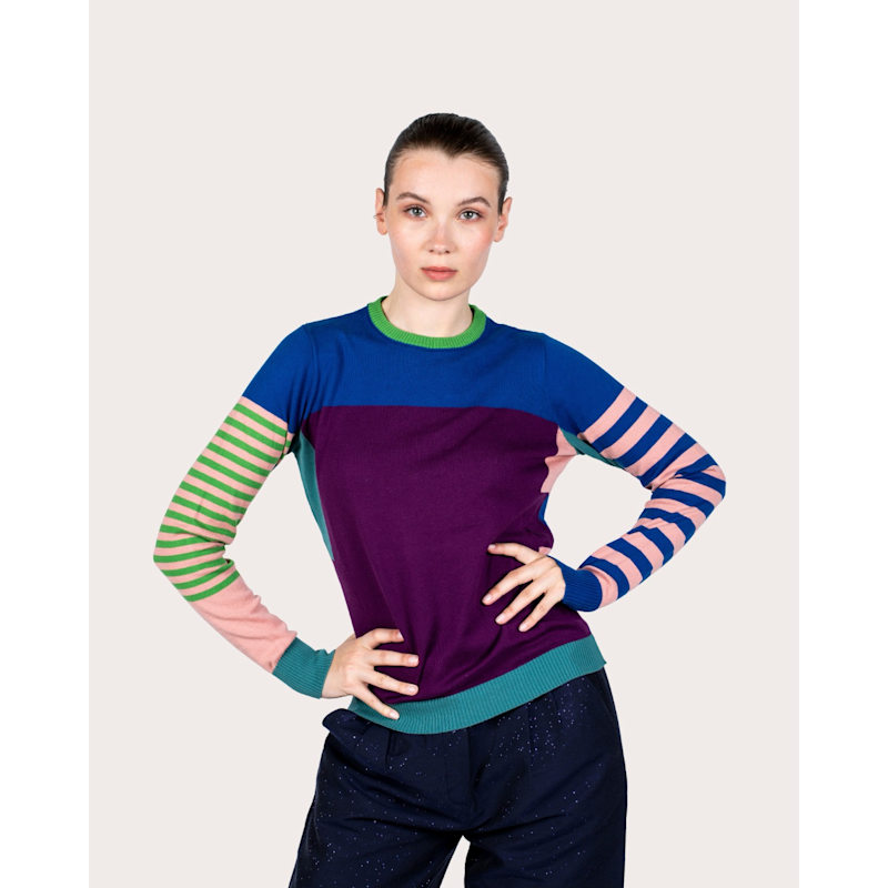 Thumbnail of Céline Blue Color Bloc Stripes Sweater image