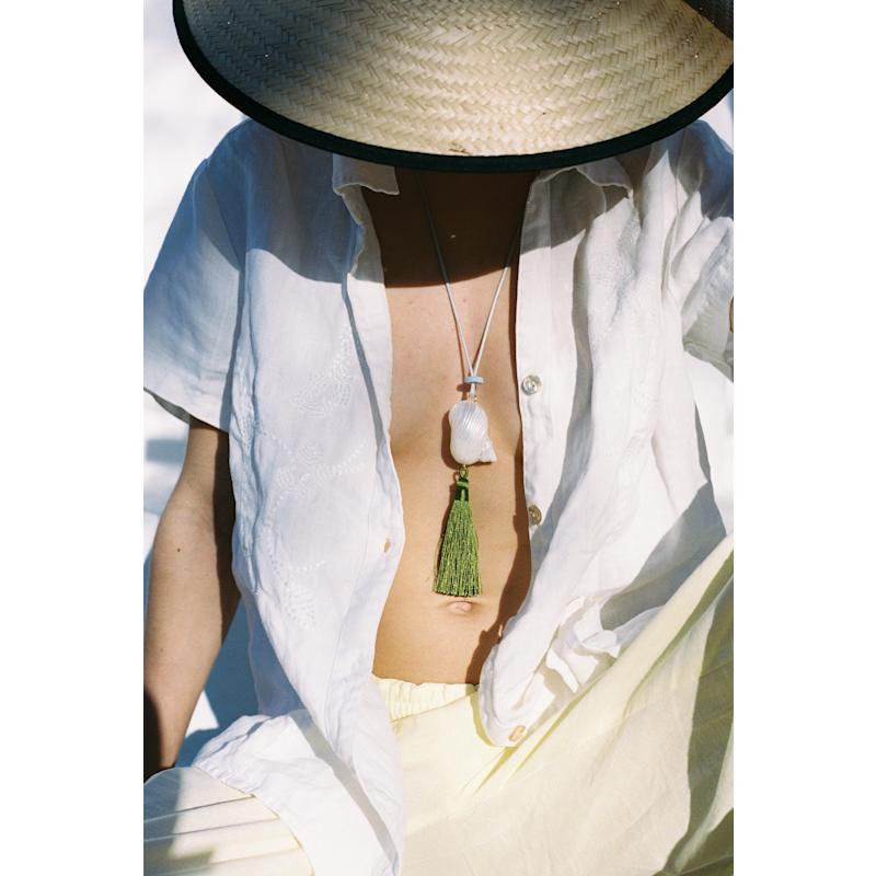 Thumbnail of Celine Shell & Tassle Necklace- Blue/Green image