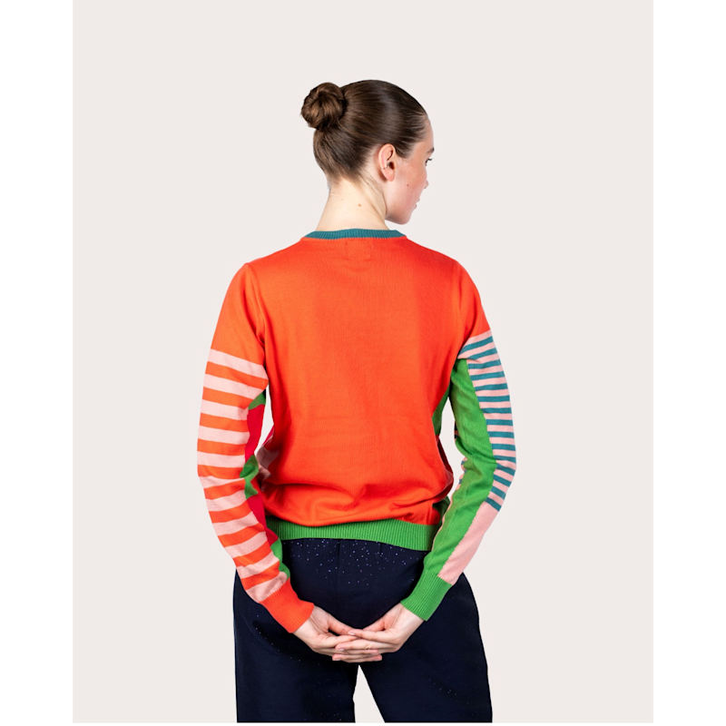 Thumbnail of CéLine Sunset Orange Color-Bloc Stripes Sweater image