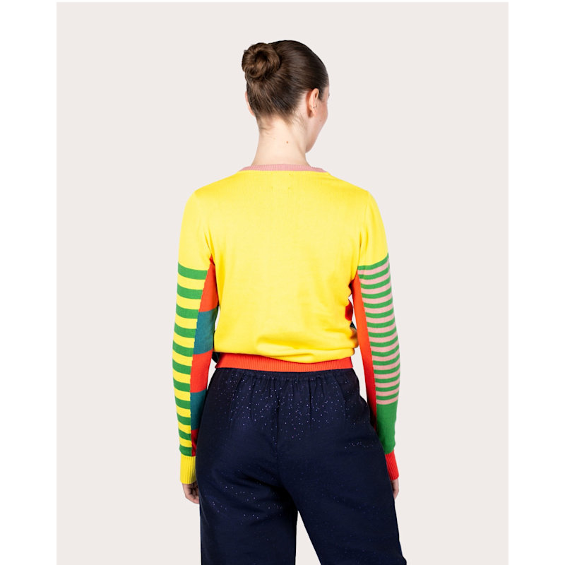 Thumbnail of Céline Color-Bloc Striped Yellow Sweater image