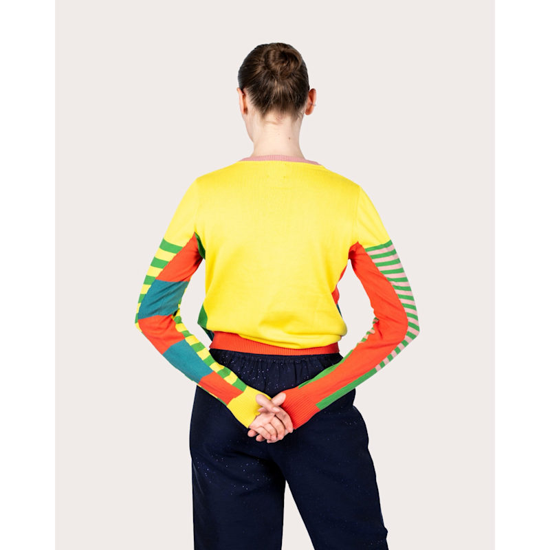 Thumbnail of Céline Color-Bloc Striped Yellow Sweater image