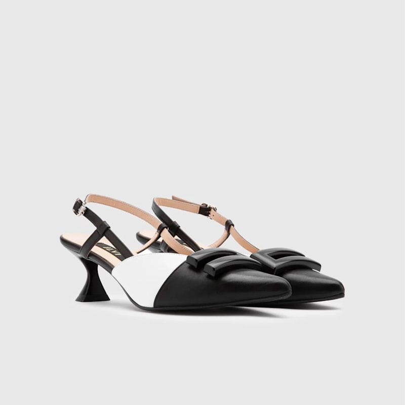 Thumbnail of Celtis Black Leather Women's Heeled Sandal image