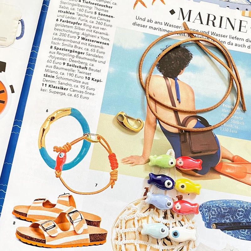 Ceramic Fish Leather Bracelet Ocean | Smilla Brav | Wolf & Badger