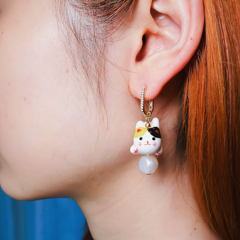 Thumbnail of Ceramics Happy Cat Earrings image