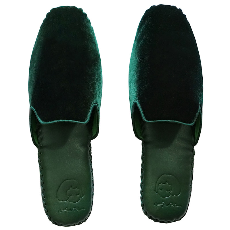Men Classic Handmade Slippers Green Without Tassels by NOT JUST PAJAMA