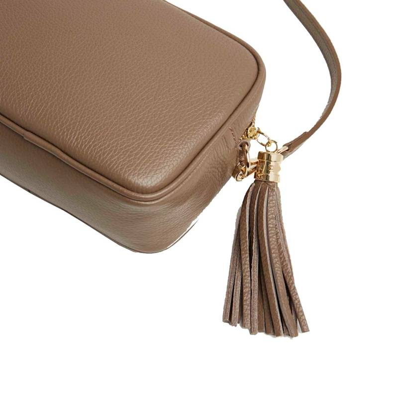 Thumbnail of Verona Crossbody Tassel Bag In Dark Taupe image