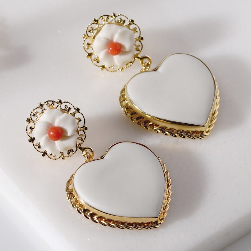 Thumbnail of Be My Lover Porcelain & Coral Earrings image