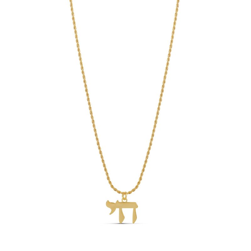 Thumbnail of Chai On A Rope Chain Necklace - Gold image