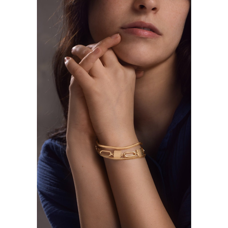 Thumbnail of Chain Link Hammered Gold Bracelet image
