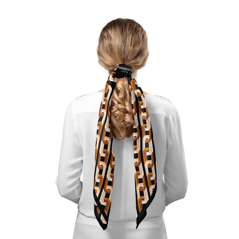 Thumbnail of Chain Motif Silk Square Scarf - Black image