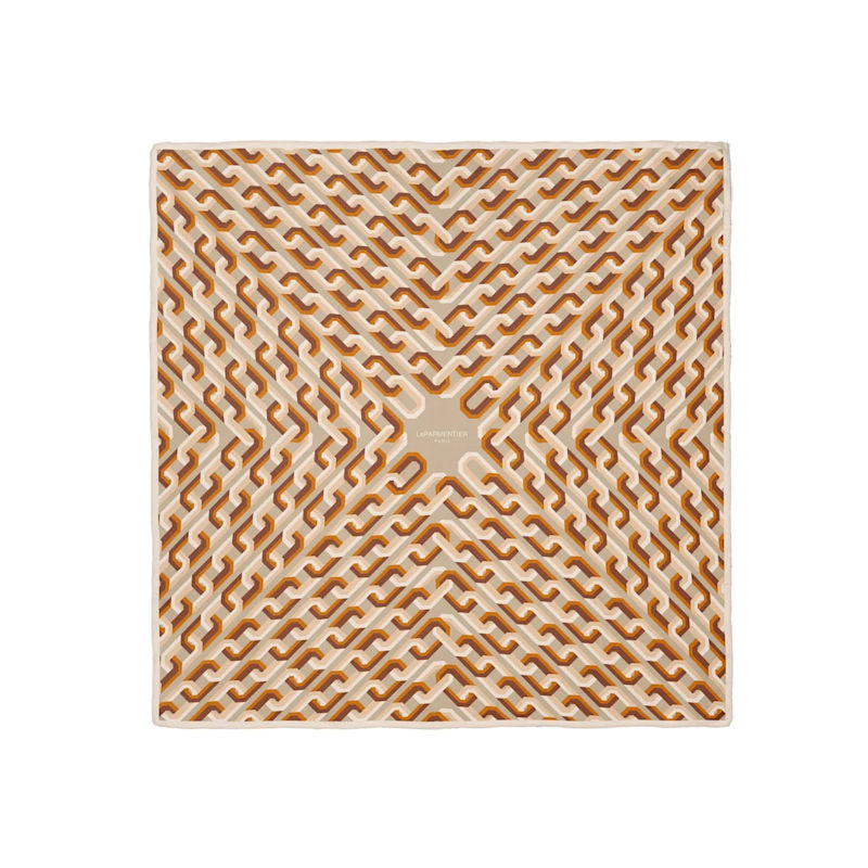 Thumbnail of Chain Motif Silk Square Scarf - Beige image