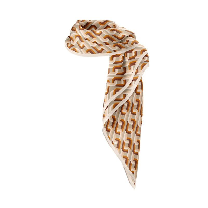 Thumbnail of Chain Motif Silk Square Scarf - Beige image
