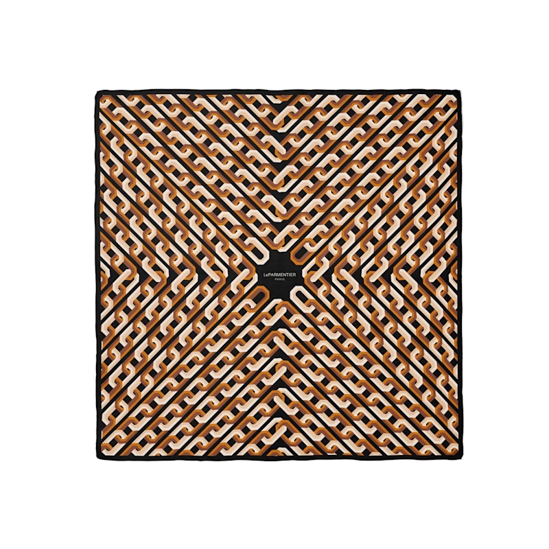 Thumbnail of Chain Motif Silk Square Scarf - Black image