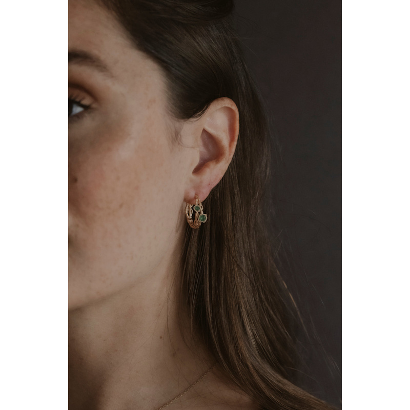 Thumbnail of Chalcedony Twisted Branch Gold Hoops image