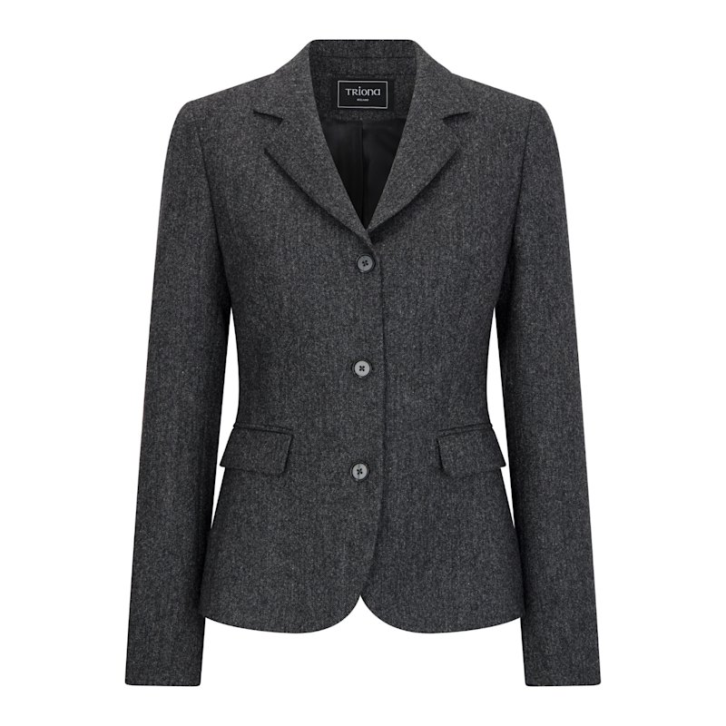 Thumbnail of Charcoal Salt & Pepper Orla Double Vent Tweed Jacket image
