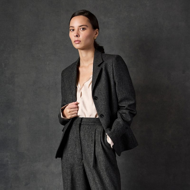 Thumbnail of Charcoal Salt & Pepper Orla Double Vent Tweed Jacket image