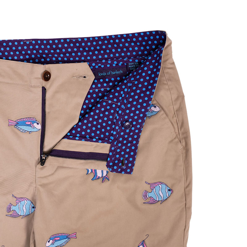 Charles Fish Embroidery Pants - Sand | Lords of Harlech | Wolf & Badger