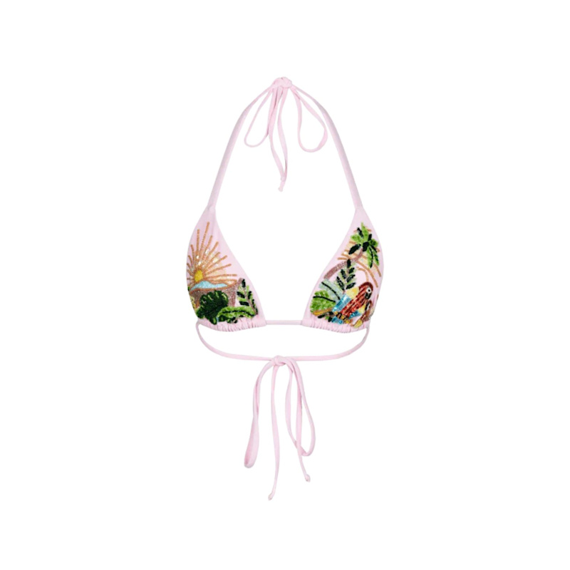 Thumbnail of Charli Embellished Premium Tropical Bikini Top Pink image
