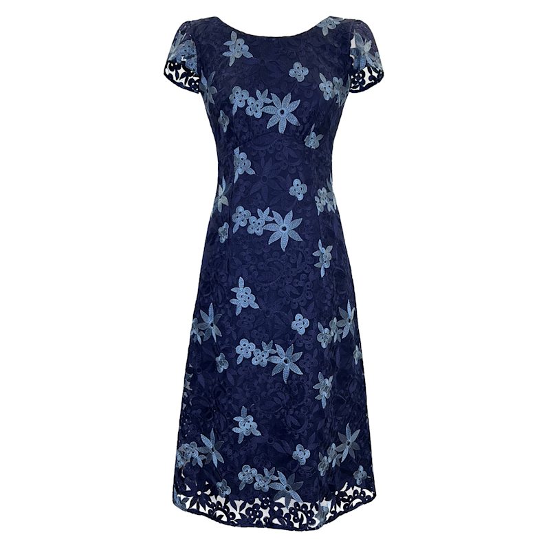 chinese dress ladies Wedtrend Women Lace Mother of The Bride Dress Navy Mermaid Wedding Guest Dress with Sleeves, Navy / US12 main image 1