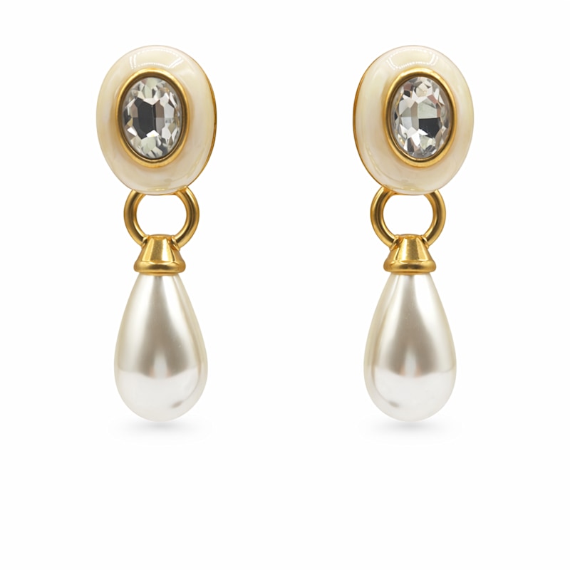 Thumbnail of Charlotte Mother Of Pearl With Pearl Resin Pierced Removable Drop image