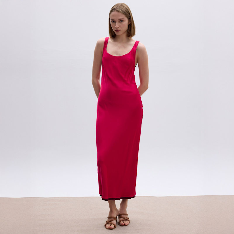 Thumbnail of Charlotte Reversible Dress In Fuchsia Vs Wine Red image
