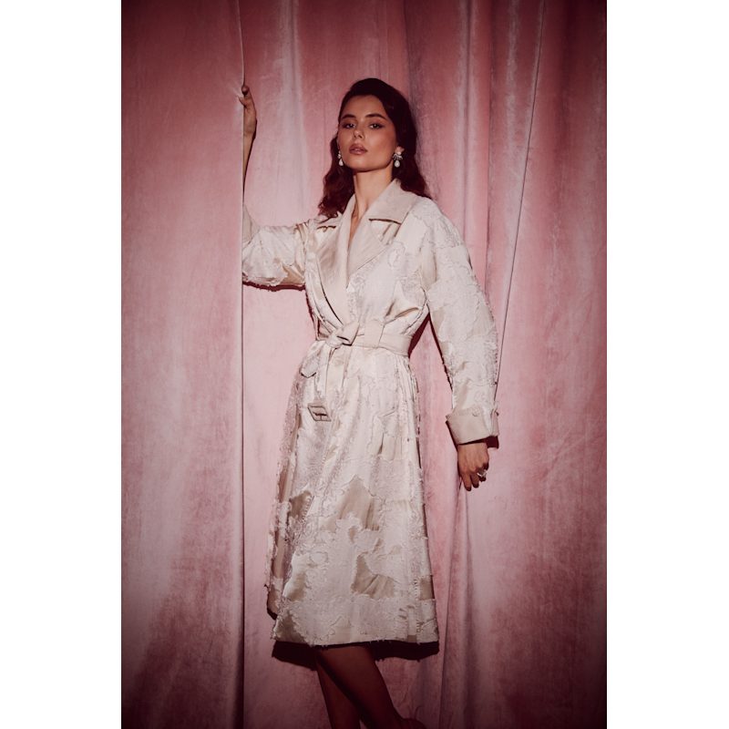 Thumbnail of Charmed Satin Jacquard Trench Coat image