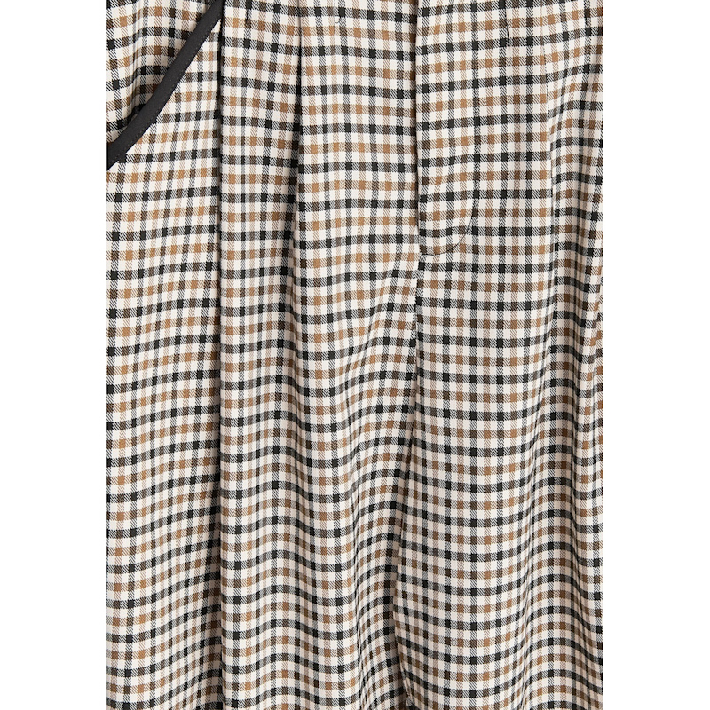 Thumbnail of Check Trousers With Piping Details In Brown, White & Black image