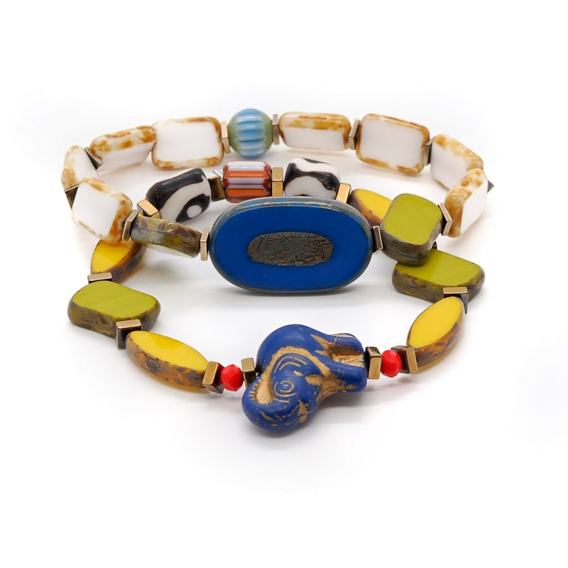 Thumbnail of African Beads & Lucky Elephant Colorful Bracelet Set - Multicolor image