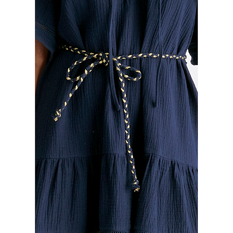knee length dresses for ladies Bella Organic Cheesecloth Midi Dress - Tangerine