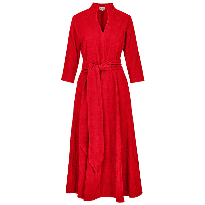 Thumbnail of Chelsea Corduroy Midi Dress In Pillarbox Red image