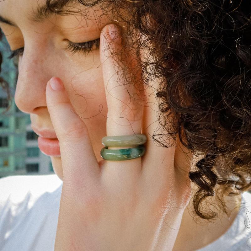 Thumbnail of Chess Cyan Jade Ring In Cyan image