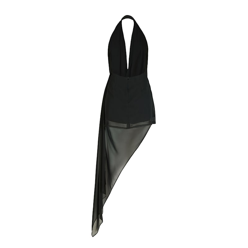 Thumbnail of Chiffon Mini Draped Dress - Black image