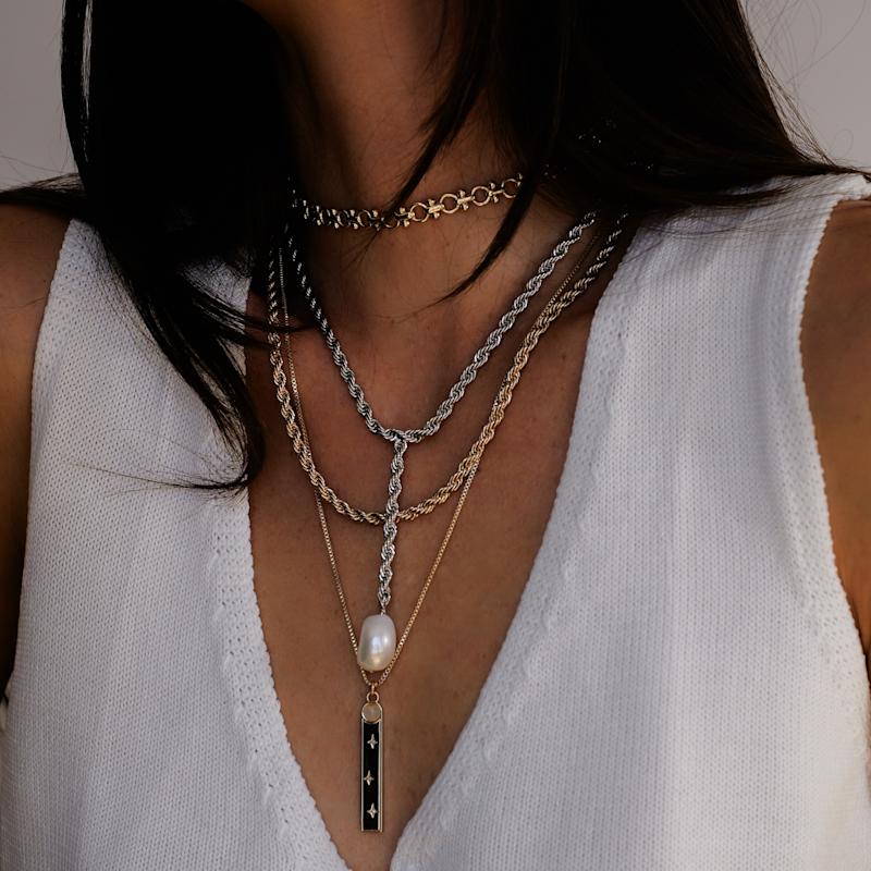 Thumbnail of Bryn Pearl Lariat Necklace - Silver image