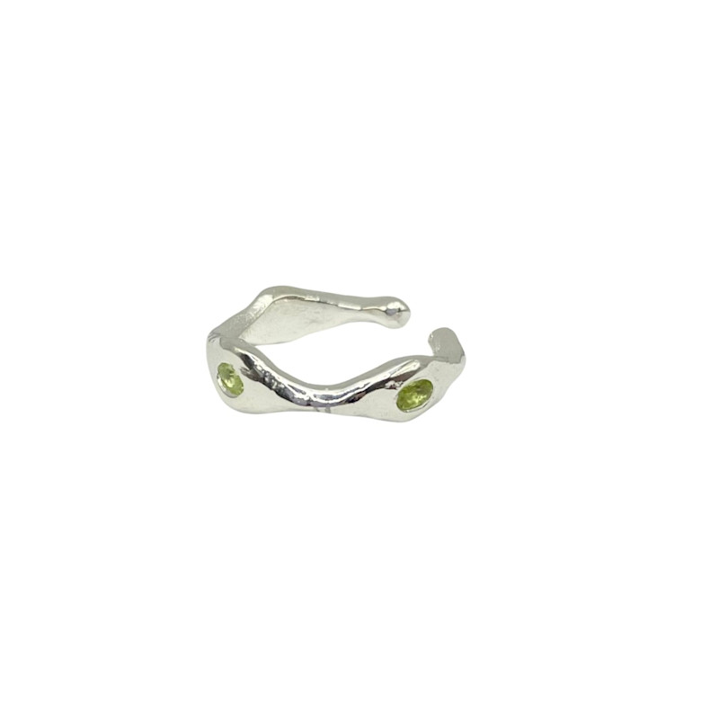 Thumbnail of Chloe - Green Peridot Three Stone Sterling Silver Ear Cuff image