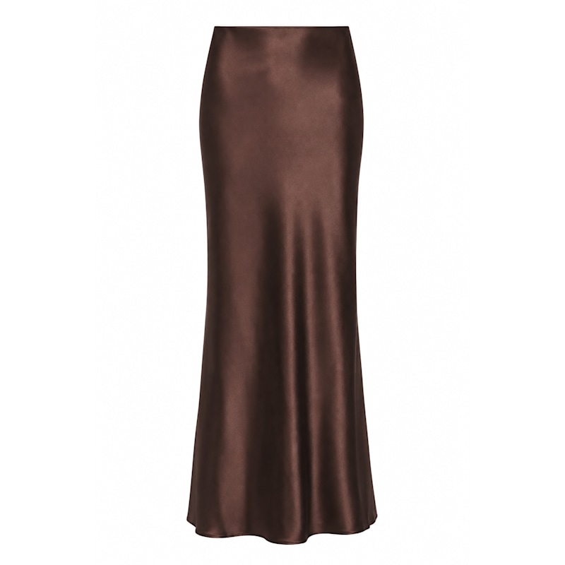 Thumbnail of Chocolate Maxi Silk Slip Skirt image