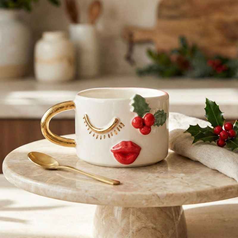 Thumbnail of Christmas Kiss Handmade Ceramic Mug image