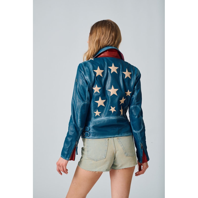 Thumbnail of Star Lambskin Leather Jacket Christy Americana Blue image