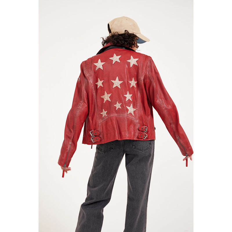 Thumbnail of Christy Rf Star Detail Leather Jacket - Red image