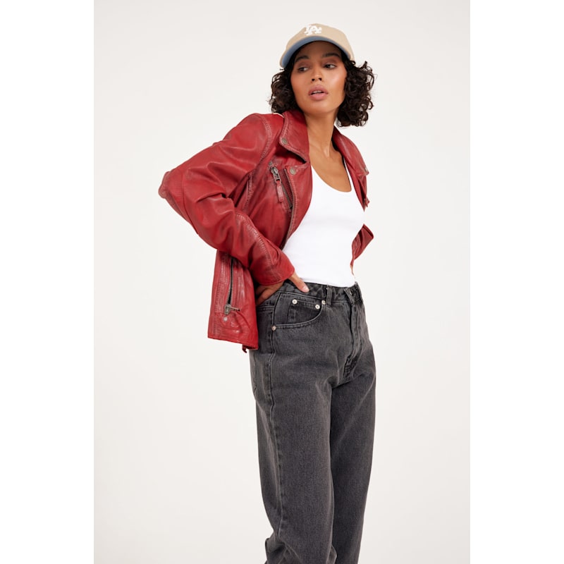 Thumbnail of Christy Rf Star Detail Leather Jacket - Red image