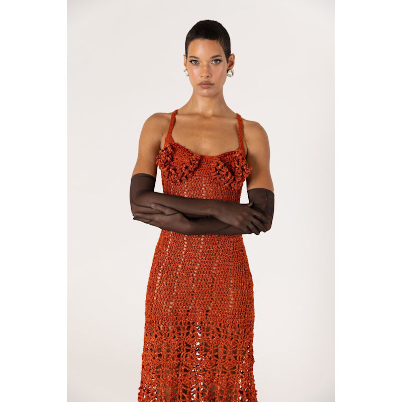 Thumbnail of Chrysanthemum Terracotta Handmade Crochet Dress image