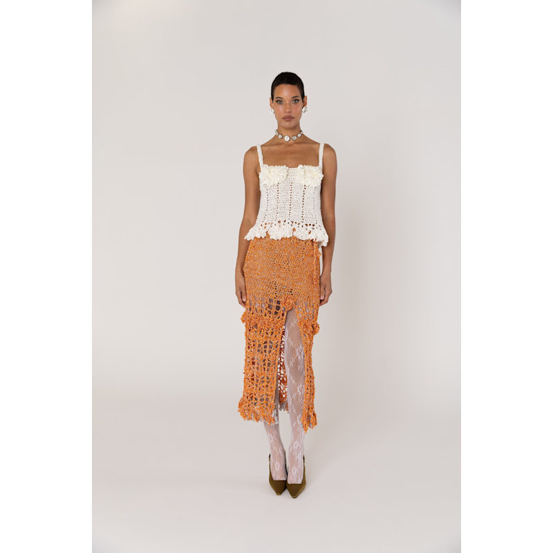 Thumbnail of Chrysanthemum Orange Handmade Crochet Skirt image