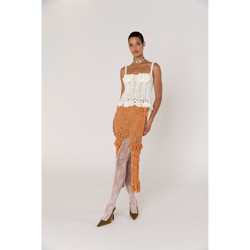 Thumbnail of Chrysanthemum Orange Handmade Crochet Skirt image