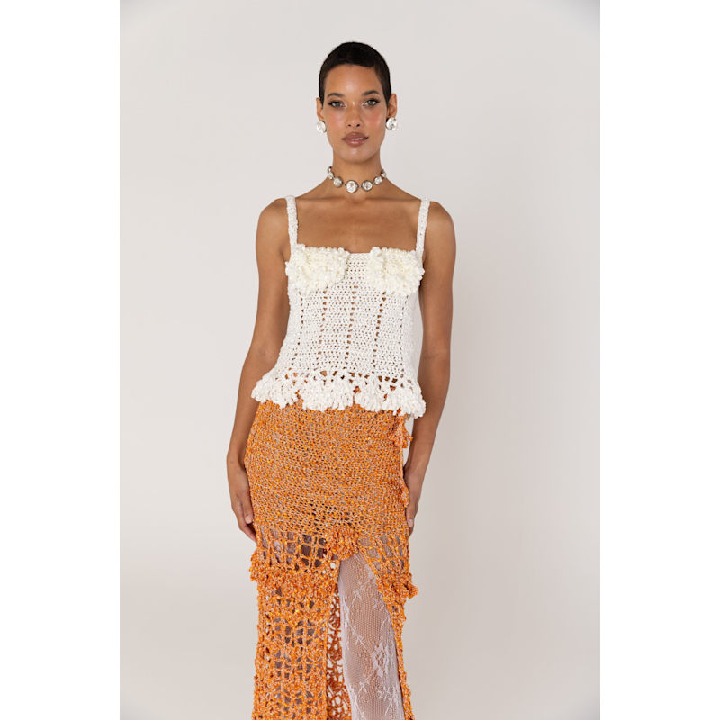 Thumbnail of Chrysanthemum Orange Handmade Crochet Skirt image