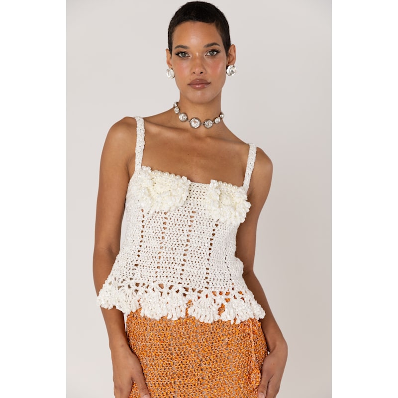 Thumbnail of Chrysanthemum Orange Handmade Crochet Skirt image