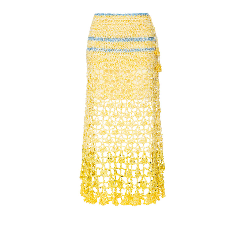 Thumbnail of Chrysanthemum Yellow Handmade Crochet Midi Skirt image