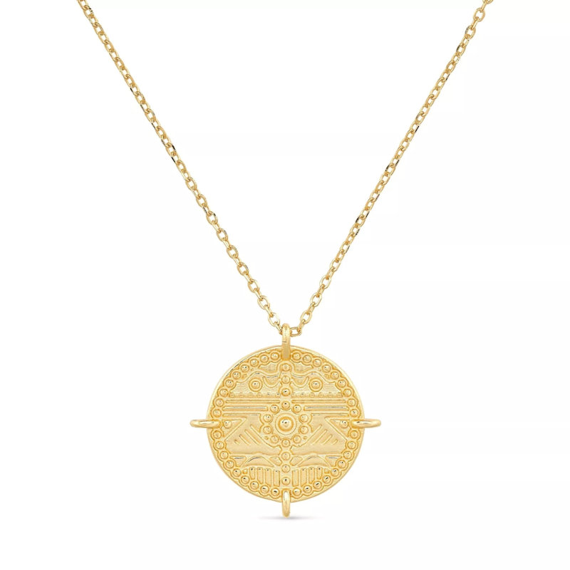 Chunky Gold Aztec Coin Medallion Necklace | Elk & Bloom | Wolf & Badger