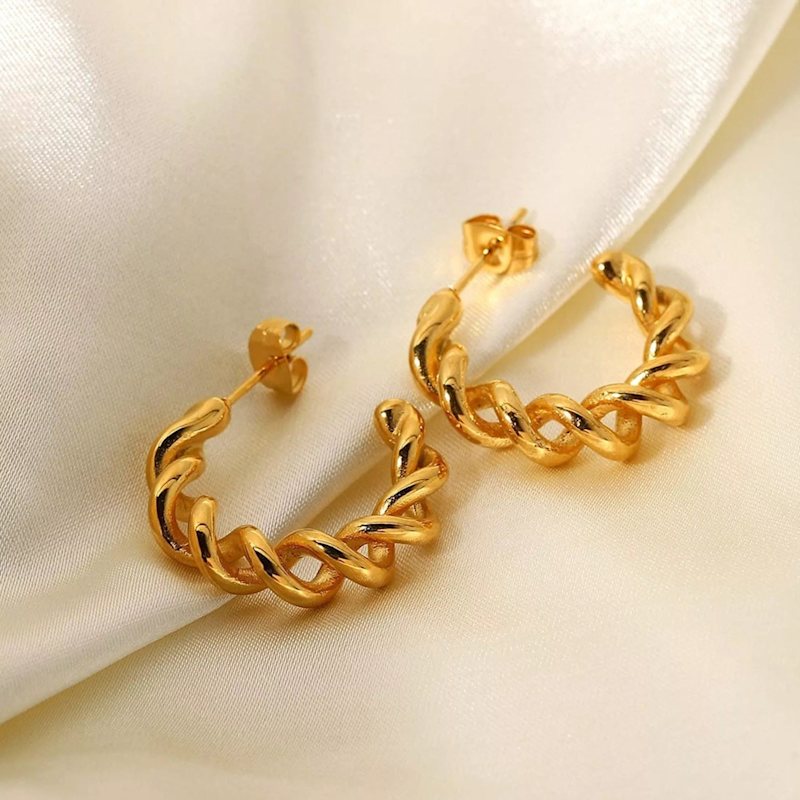 Thumbnail of Thick Gold Twist Hoops image