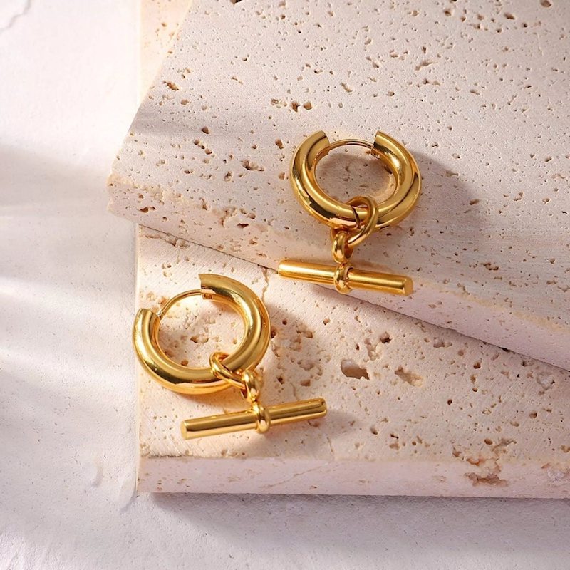 Thumbnail of Chunky Thick Gold Hoops image