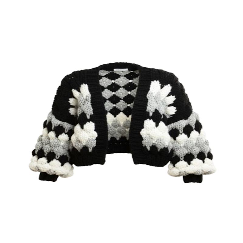 Chunky Knit Black Cardigan Cropped | Saachi | Wolf & Badger